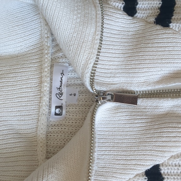 Black and white striped knit sweater size Large - Picture 3 of 5